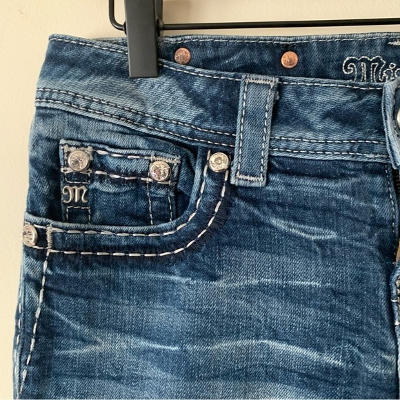 Miss Me Embellished Sequin /Rhinestone Easy Boot Cut Low Rise Jeans 26 - Picture 7 of 13